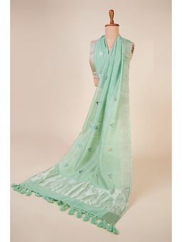 Dressfolk - Yashicah Floral Embroidered Turquoise Dupatta
