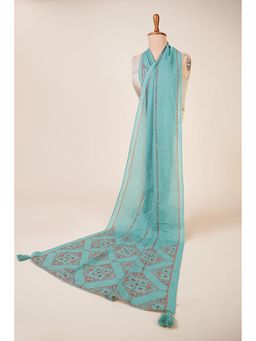 Dressfolk - Geetikah Turquoise Printed Dupatta
