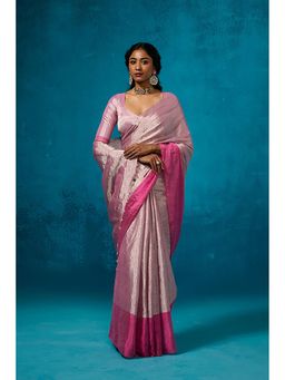 Dressfolk - Qurbat Pink Saree without Blouse