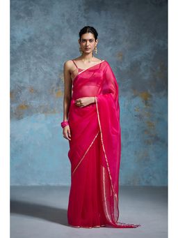Dressfolk - Palasha Pink Saree With Unstitched Blouse