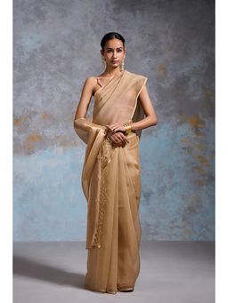 Dressfolk - Arista Gold Saree With Unstitched Blouse