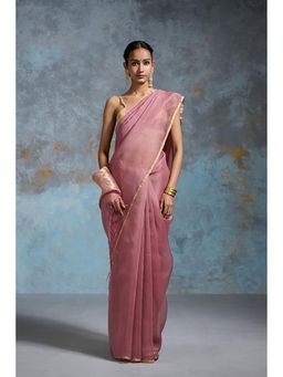Dressfolk - Kriti Pink Saree With Unstitched Blouse