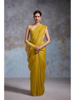 Dressfolk - Vaishali Yellow Saree With Unstitched Blouse