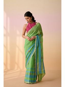 Dressfolk - Madhavi Green Saree With Unstitched Blouse