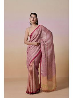 Dressfolk - Lalita Pink Saree With Unstitched Blouse