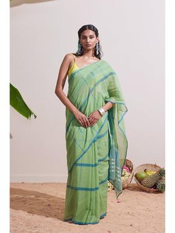Dressfolk - Ilamai Green Saree With Unstitched Blouse