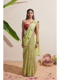 Dressfolk - Mazhai Green Saree With Unstitched Blouse
