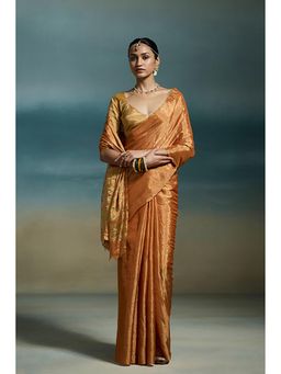 Dressfolk - Suhani Orange Saree With Unstitched Blouse