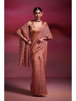 Dressfolk - Mandira Pink Saree With Unstitched Blouse