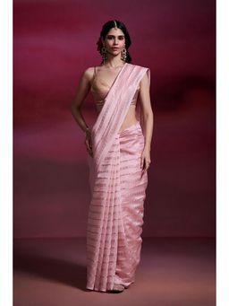 Dressfolk - Meera Pink Saree With Unstitched Blouse