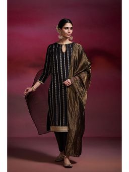 Dressfolk - Akira Black Solid Woven Dupatta