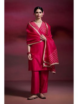 Dressfolk - Shantipriya Pink Lace Work Dupatta