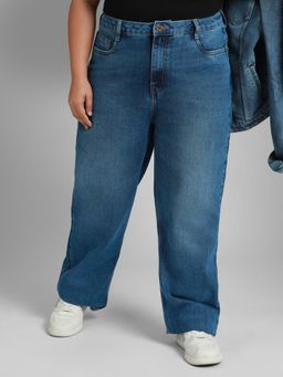 High Star - Women Plus Size 90's Straight Light Fade Pure Cotton Jeans