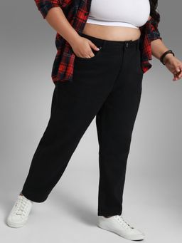 High Star - Women Plus Size Mom Fit High-Rise Stretchable Jeans