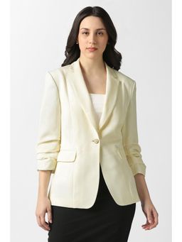 Van Heusen - Women Light Yellow Solid Blazer
