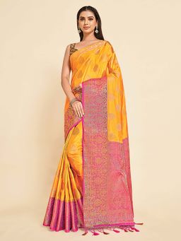 Mimosa - Women'S Kanjivaram Art Silk Saree With Unstiched Blouse