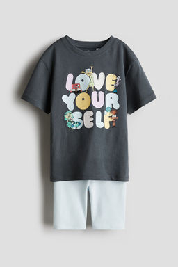 H&M - Girls Grey 2-Piece Printed Set