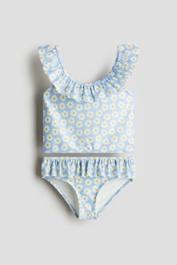 H&M - Girls Blue Flounce-Trimmed Tankini