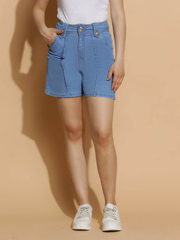 KOTTY - Blue High-Rise Denim Shorts