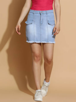 KOTTY - Blue Straight Mini Skirt