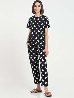 Bewakoof - Black Graphic T-shirt & Pyjama (Set of 2)