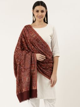 Pashmoda - Women Brown Woven Design Jamawar Shawl