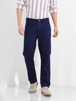 The Indian Garage Co - Men Navy Blue Solid Regular Fit Jeans