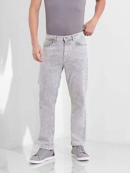 The Indian Garage Co - Men Grey Solid Regular Fit Jeans