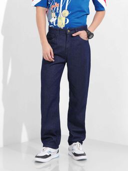 The Indian Garage Co - Men Navy Blue Solid Relaxed Fit Jeans