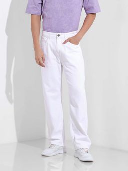 The Indian Garage Co - Men White Solid Relaxed Fit Jeans