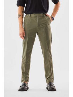 Snitch - Men Olive Solid Regular Fit Casual Trouser