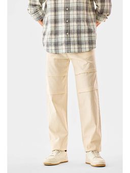 Snitch - Men Beige Textured Relaxed Fit Casual Trouser