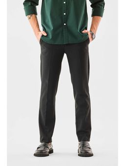 Snitch - Men Black Checks Regular Fit Formal Trouser