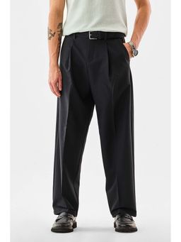 Snitch - Men Black Solid Relaxed Fit Formal Trouser