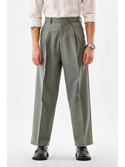 Snitch - Men Grey Solid Relaxed Fit Formal Trouser