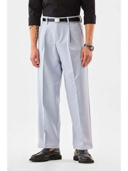 Snitch - Men Blue Solid Relaxed Fit Formal Trouser