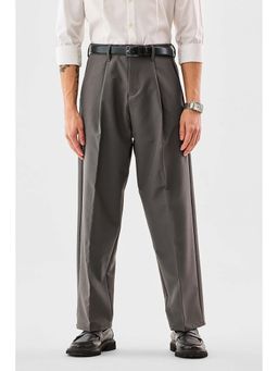 Snitch - Men Grey Solid Relaxed Fit Formal Trouser