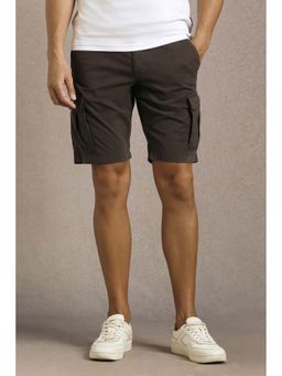 Louis Philippe - Men Brown Solid Slim Fit Shorts