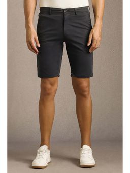 Louis Philippe - Men Black Solid Slim Fit Shorts