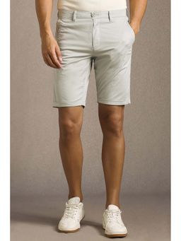 Louis Philippe - Men Grey Solid Slim Fit Shorts