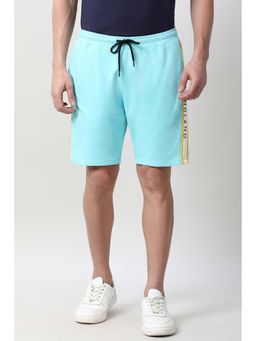 Peter England - Men Aqua Solid Regular Fit Shorts