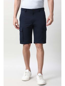 Peter England - Men Navy Blue Solid Regular Fit Shorts
