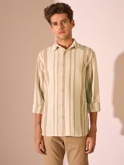 Selected - Off-White Striped Cotton Shirt
