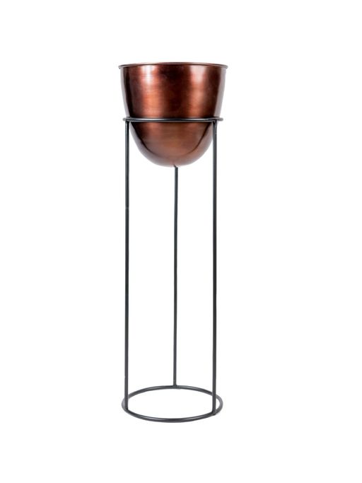 The Pitara Project Planter Copper Antique With Black Stand