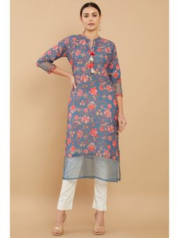 Soch - Women Grey Crepe Printed Kurta