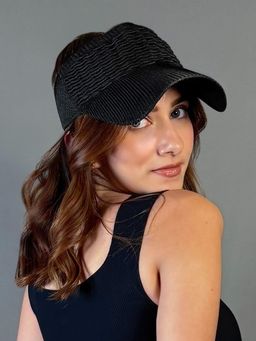 Hair Drama Co. - Ribbed Sun Visor Cap - Black