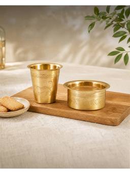 Chumbak - Filter Coffee Tumbler Dabara Brassware Gift Box (Pack of 2)