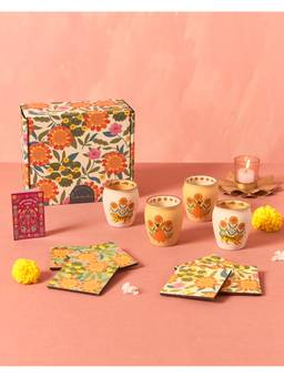 Chumbak - Marigold Kulhad & Coasters Gift Pack