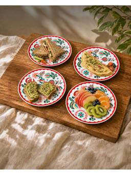 Chumbak - Suzani Blossom Snack Plates Gift Pack Of 4