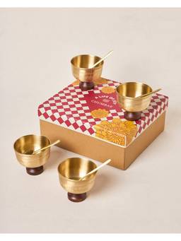 Chumbak - Palace Memoirs Rani Bagh Brass Dessert Bowl Gift Pack Of 4, 180ml